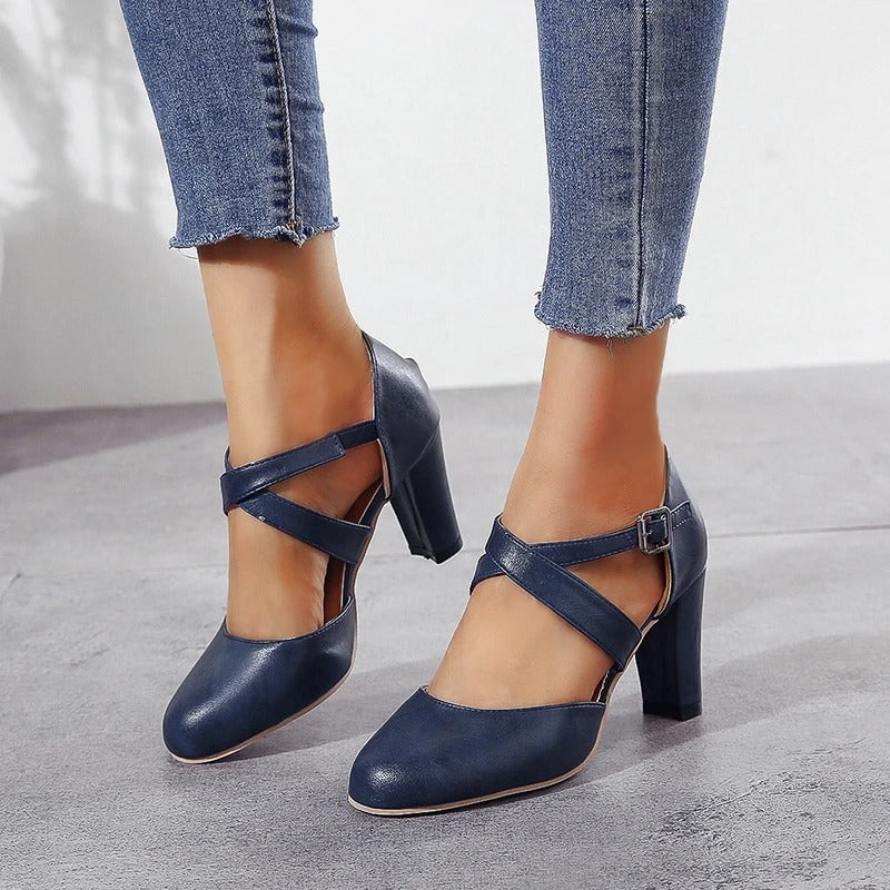 Damen Riemchenabsatz Vintage Stil