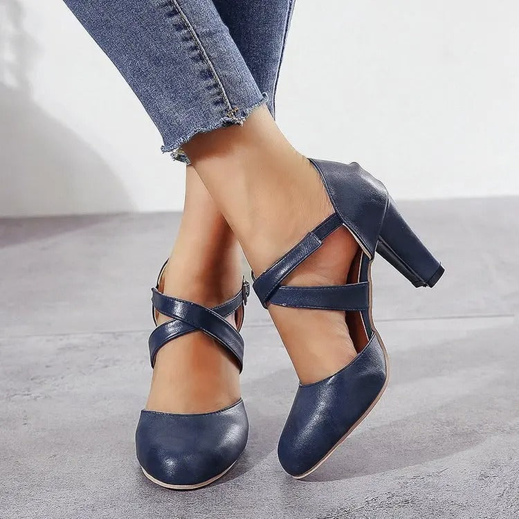 Damen Riemchenabsatz Vintage Stil