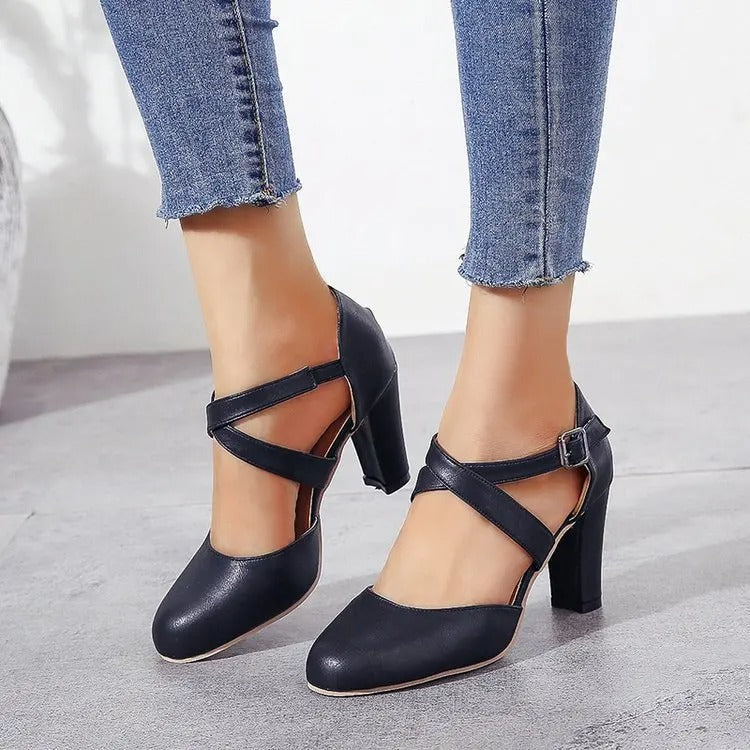 Damen Riemchenabsatz Vintage Stil