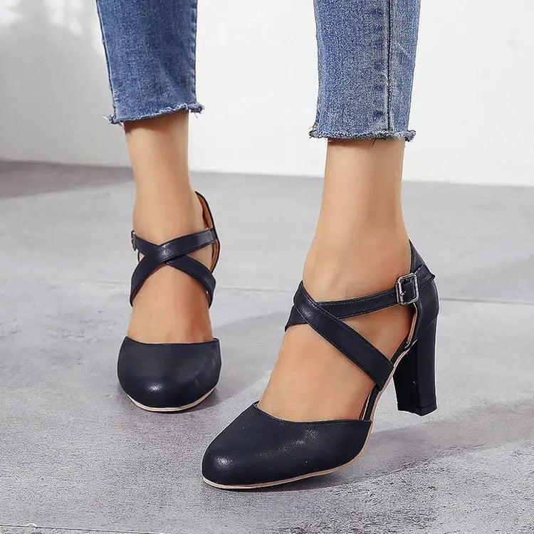 Damen Riemchenabsatz Vintage Stil