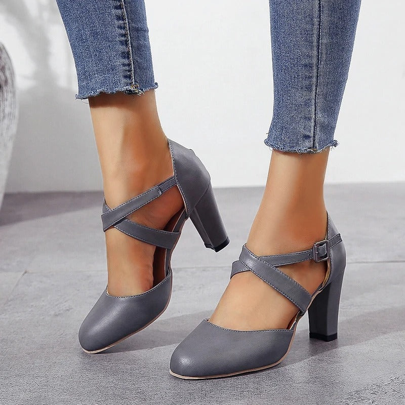 Damen Riemchenabsatz Vintage Stil