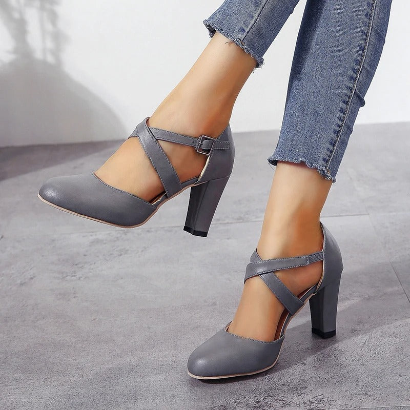 Damen Riemchenabsatz Vintage Stil