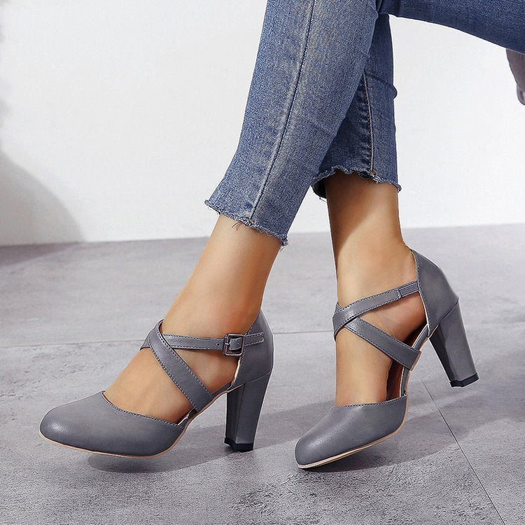 Damen Riemchenabsatz Vintage Stil